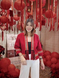 📌ใส่รับทรัพย์วันตรุษจีน 489 บาท (อก 38”40”42”44”)  เสื้อคลุมผ้าใยกัญชงทอเครื่องแต่งด้วยเส้นแต่งลีซู 