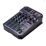 FLS T4 Portable 4-Channel Sound Card Mixing Console Audio Mixer Built-in 16 DSP 48V Phantom power Supports BT Connection MP3 Player Recording Function 5V power Supply for DJ Networ