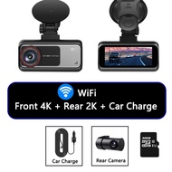 EKLEVA 3.16นิ้ว IPS ADAS UHD 4K + 2K กล้องติดรถยนต์ WiFi DVR ด้านหน้าเลนส์คู่มุมกว้างการมองเห็นได้ใน