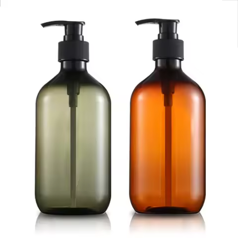 10/20/50pcs 300ml Empty White Plastic Botte 500ml Amber Shampoo Pump PET Bottle Clear Refill Bottle 