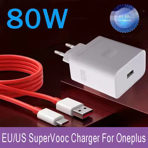 Oneplus 15T Nord 6 80W SuperVOOC Charger EU/US Fast Charging Power Adapter USB C Cable For ONEPLUS 1