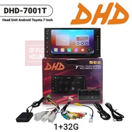 Head Unit ANDROID 7 Inch (Plug and Play Ukuran dan Socket TOYOTA) Double Din Tape Mobil Android DHD-