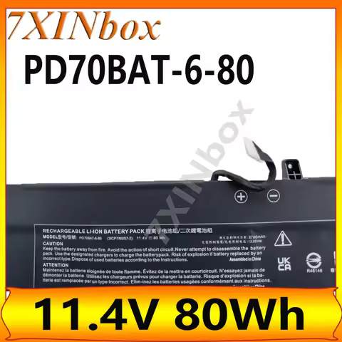 7XINbox PD70BAT-6-80 PD70BAT-6 11.4V 80Wh Laptop Battery For Clevo PD70PN For Hasee G10-DA7NP CPD5S0