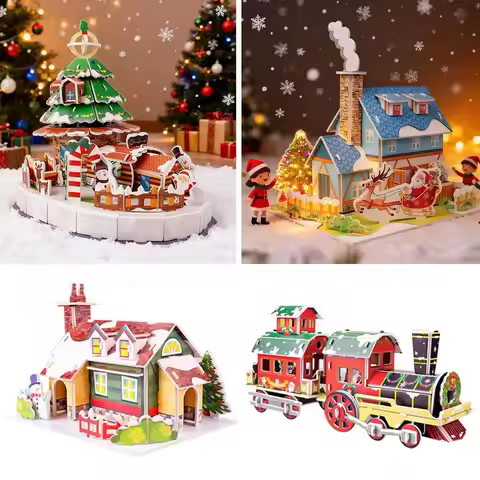 Learning Manual Assembly Christmas 3D Puzzle Model House Handmade DIY Puzzle Paper Educational Educa