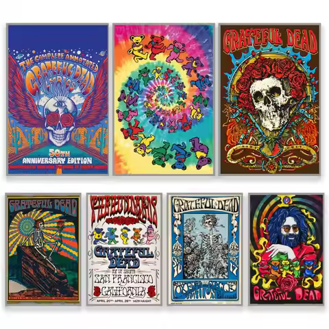 Hot Rock Band G-Grateful Dead Poster Perfect Sticker Self Adhesive Art Designed for Home Dining Offi