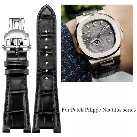 Genuine Leather Original Watch Strap for Patek Philippe Nautilus Series PP5711 5712G Concave Cowhide