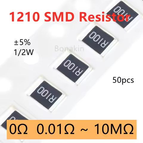 50pcs 1210 5% SMD Resistor 0.01R0.03R0.05R0.1R0.15R0.2R0.3R0.5R2R3.3R10R20R51R100R200R330R1K1.2K2.2K