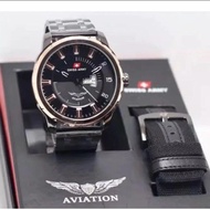Jam Tangan Super Aviation Swiss Army Original Pria Double Strap Inclued Box Free Baterai Cadangan Wa