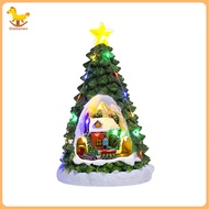 Christmas Tree Village Lighted Figurine with Spinning Santa Train Plays 8 Holiday Carols Hand-Painte