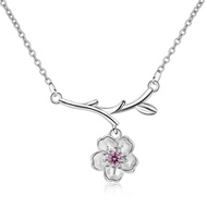 Flower Necklace All-Match Japanese Korean Sweet Clavicle Chain Flower Branch Diamond Necklace Women 