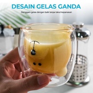 SLTNSTR Aesthetic Double Wall Bear Glass 250ml - CIQ38