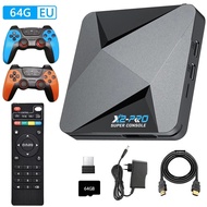 เครื่องเล่นเกม 65000+ เกม X2 PRO รองรับความละเอียด 4K UHD พร้อมจอยเกม 2 อัน 2.4G/5G BT 4.3 สำหรับ DC