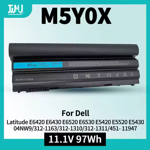 97WH 9-Cell Battery M5Y0X HCJWT NHXVW N3X1D M5YOX 71R31 FOR Dell Latitude Laptop E5420 E5520 E5430 E