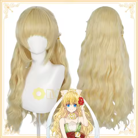 Siya Cosplay Wig Anime Who Made Me A Princess Elegant Golden Long Wavy Wig with Bangs Heat Resistant