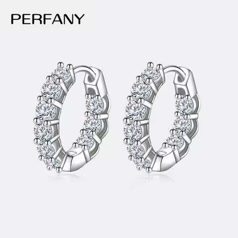 PERFANY 1.8CT All Moissanite Earrings for Women S925 Pure Silver GRA Certified Diamond Temperament F