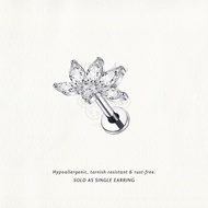 Nora Ana Marquise Half Flower Threaded Stud Flatback Earring Titanium ASTM-F136 Surgical Implant Gra