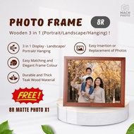 【Mach Photo】8R Chevron Wooden Photo Frame Brown Landscape Portrait Hanging Free 8R Matte Photo Print