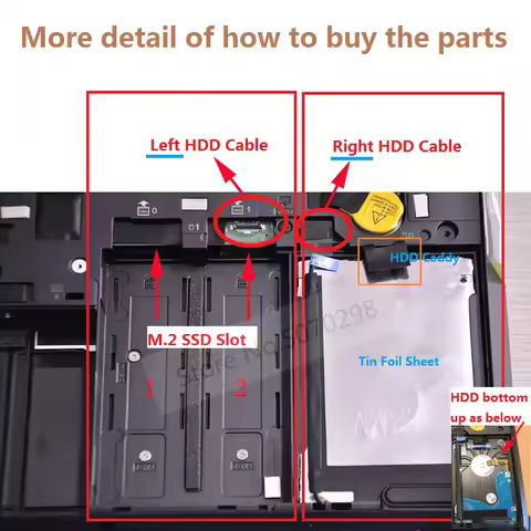 2.5 Inch HDD SSD Hard Drive Disk Caddy Left Right Cable Connector M.2 Bracket Case For Lenovo ThinkP