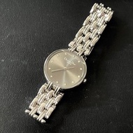 絕版稀有品 Dior灰銀色水鑽圓盤手錶 古董錶 二手女裝腕錶 中古錶
