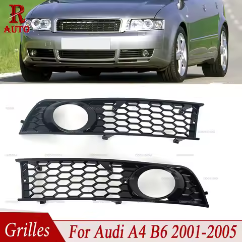 R-AUTO 8E0807681 8E0807682Front Bumper Side Fog Light Grill Mesh Grille Honeycomb Hex For Audi A4 B6