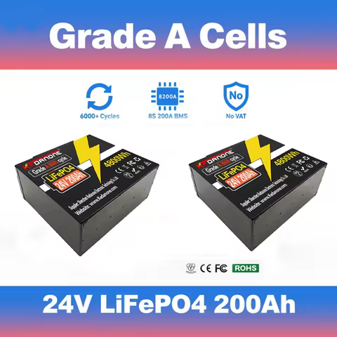 100%🥇New LiFePO4 24V 100ah 150ah 200ah 220Ah LiFePO4 Lithium Battery 100A BMS 6000+ cyclic for🚗 Inve