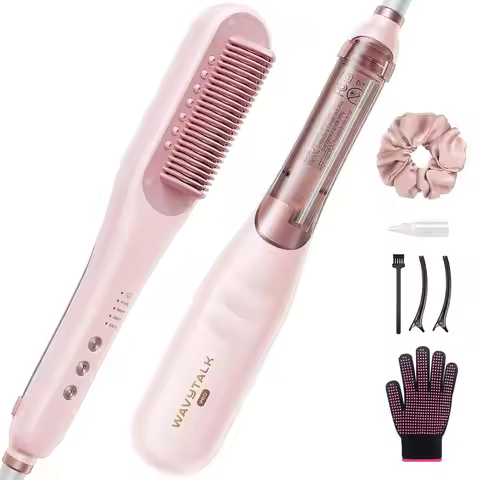 Pro Steam Hair Straightener Brush, 3-in-1 Styling Tool with Steam for Damage Reduction and Fast Stra