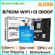 NJISD MAXSUN ชุดเมนบอร์ดเกมเทอร์มิเนเตอร์ D4 B760M เมนบอร์ด WIFI พร้อม13100F I3 Intel CPU