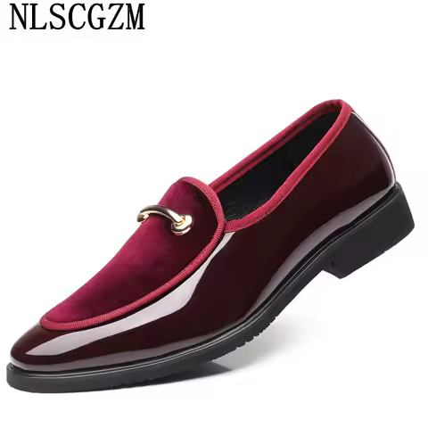 Men's Patent Leather Dress Shoes Loafers Wedding Oxford Office Formal Coiffeur Zapatos 2024 Style