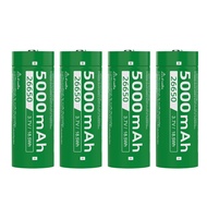 Yonii 26650 แบตเตอรี่ลิเธียม 5000mAh 3.7V 20A ถ่านชาร์จ 26650 เขียว ความสูง 70mm หัวนูน Li-ion Batte