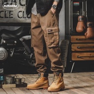 American Vintage Cargo Pants Men Plus Size Slim Fit Long Pants Big Pocket Casual Pants