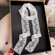 Khăn Choàng Lụa Dài Thắt Nơ Họa Tiết Ren Thanh Lịch Dành Cho Nữ Dây Buộc Tóc Dây Quấn Cổ Dây Đeo Eo 