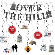 55 PCS Over the Hill Birthday Decorations 40th 50th 60th 70th Old Age Gag Party Supplies Black Glitt