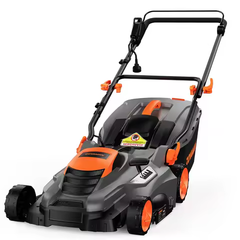 DOVAMAN 13Amp Corded Lawn Mower, 16" Steel Blade, 98% Grass Collection, Single-Lever Height Adjust, 