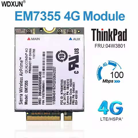 SIERRA EM7355 04W3801 GOBI5000 4G LTE PCIe Module 100M WWAN WiFi Card for Lenovo THINKPAD X1 X240 W5