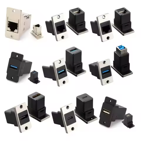 Zinc Alloy Rectangular Screw Panel Chassis Mount Usb3.0 Usb2.0 Rj45 Cat6 Cat6a Usb c Type c HDTV Dup