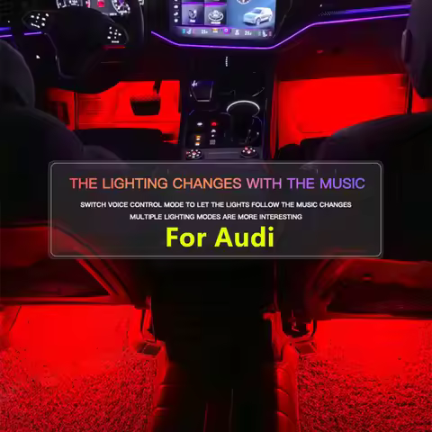 2Pcs Voice Controlled LED Car Footwell Light For Audi A1 8X A3 8V 8Y A4 B8 B9 A5 8T A6 C6 A7 A8 D3 D