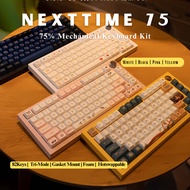 NEXTTIME 75 | 75% | 82 Kekunci | Tri-Mode (Berwayar/Bluetooth/2.4G) | RGB | Hot‑swap | Barebone | Pa