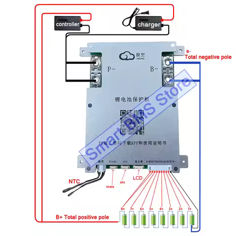 Smart JiKong JK BMS 3s 4s 5s 6s 7s 8s 12v 24v 40a 100a 200a 300a Inteligente Lifepo4 For 18650 Lithi