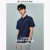 GIORDANO Men Polo Shirts Cooling Embroidered Teacup Pocket Polo Shirts Short Sleeve Fashionable Casu