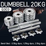 HTD Sport Dumbbell Set 20Kg Chrome Alat Olahraga Angkat Besi Q303