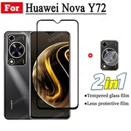 2 IN 1 Huawei Nova Y72 Tempered Glass For Huawei Nova Y70 Nova 9SE Nova 10SE Full Coverage Screen Protector and Carbon Fiber Back Film