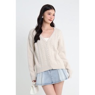 EUDORA OVERSIZED KNIT CARDIGAN IN GREIGE