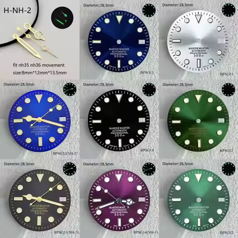 Hot Selling SUB Green Glow Black Green 28.5mm Blue s logo dial Silver Gold Gold needle set NH35 29mm