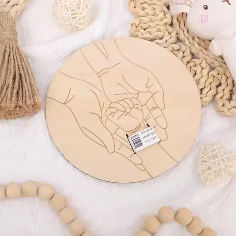 Newborn Hospital Bracelet Holder Baby Birth Announcement Board Wood Hello World Sign Baby Arrival Mi