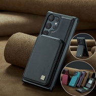 Premium 5 Card Slot Wallet Phone Case for Samsung S23/S23 Plus/S23 Ultra S22/S22 Plus/S22 Ultra S21/S21 Plus/S21 Ultra Leather Case Solid Color Magnetic Phone Cover