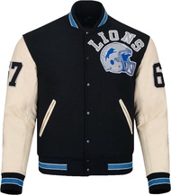 Milanoz Men’s Alex Beverly Murphy Cop Detroit Blue Lions Jacket | Foley Hills Varsity Sport Leather 