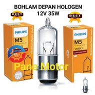 LAMPU DEPAN MOTOR BOHLAM HOLOGEN M5 12V 35W PHILIPS  ORI PREMIUM VISION SMASH LAMA NEW 110 SHOGUN 11
