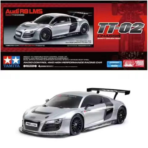 47517 1:10 RC Audi R8 LMS 2008 TT-02 Painted Remote Control Car Vehicle Model Building Assembly Hobb