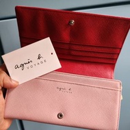 Agnes b. VOYAGE Pink Leather Long Wallet