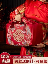 Mrs. Curry & Wedding Baggage Leather Woman Accompaniment Chinese Wedding Pot Baggage Cloth Bride Red